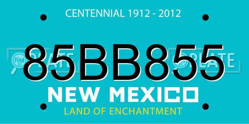 85BB855 New Mexico License Plate