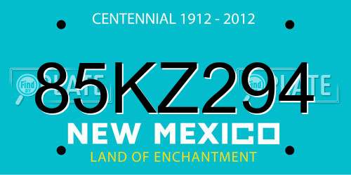 85KZ294 New Mexico License Plate