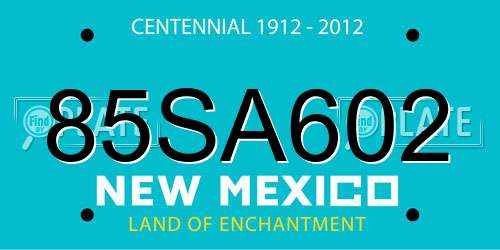 85SA602 New Mexico License Plate