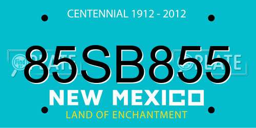 85SB855 New Mexico License Plate