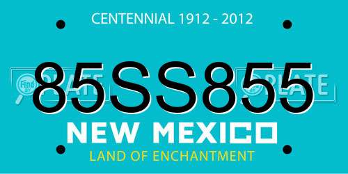 85SS855 New Mexico License Plate
