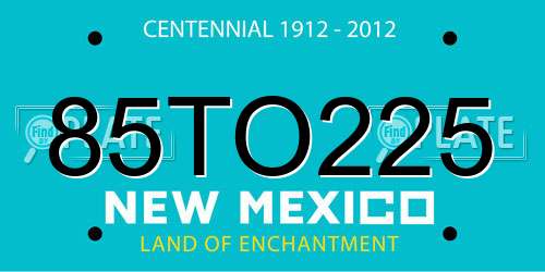 85TO225 New Mexico License Plate