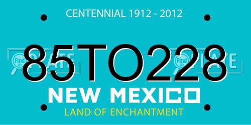 85TO228 New Mexico License Plate