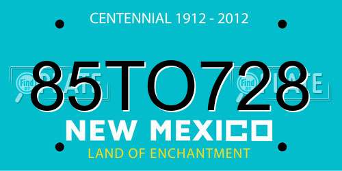 85TO728 New Mexico License Plate
