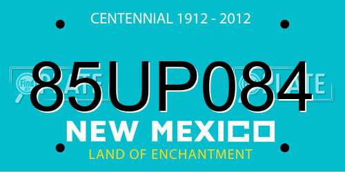 85UP084 New Mexico License Plate