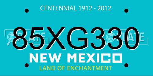 85XG330 New Mexico License Plate