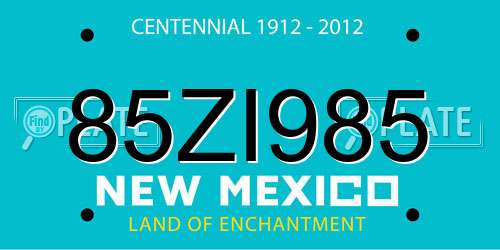 85ZI985 New Mexico License Plate