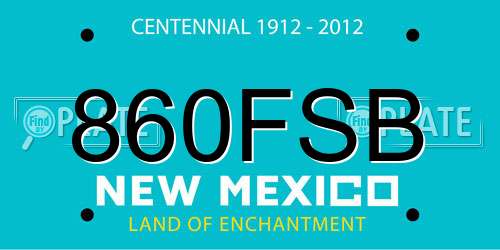 860FSB New Mexico License Plate