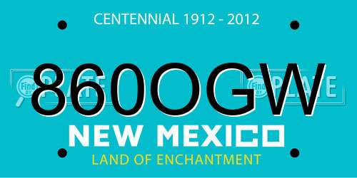 860OGW New Mexico License Plate