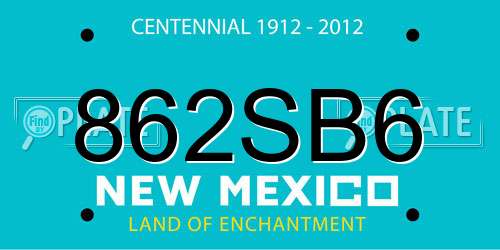 862SB6 New Mexico License Plate