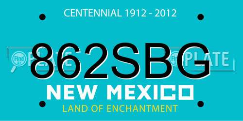 862SBG New Mexico License Plate