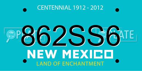 862SS6 New Mexico License Plate