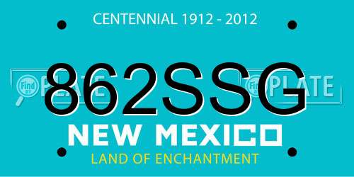 862SSG New Mexico License Plate