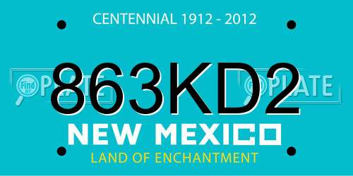 863KD2 New Mexico License Plate