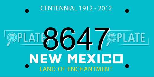 8647 New Mexico License Plate
