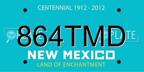 864TMD New Mexico License Plate