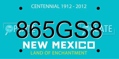 865GS8 New Mexico License Plate