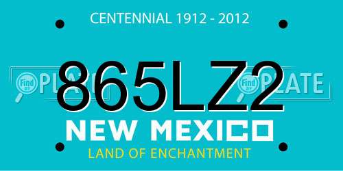 865LZ2 New Mexico License Plate