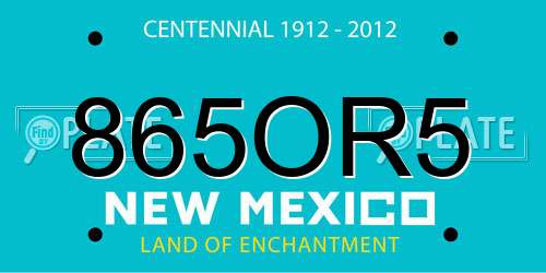 865OR5 New Mexico License Plate