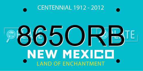 865ORB New Mexico License Plate