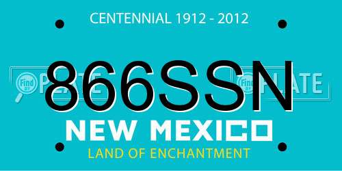 866SSN New Mexico License Plate