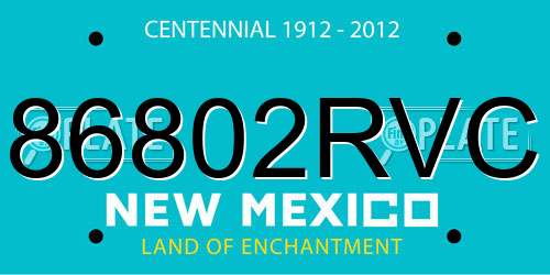 86802RVC New Mexico License Plate