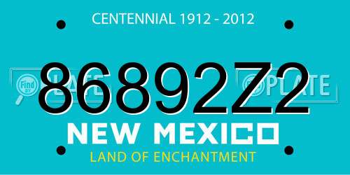 86892Z2 New Mexico License Plate