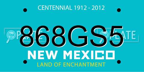 868GS5 New Mexico License Plate