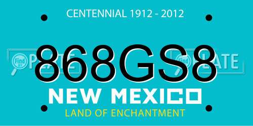 868GS8 New Mexico License Plate