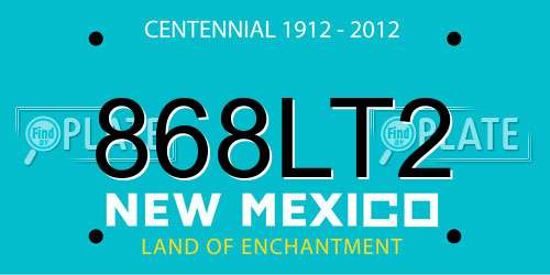 868LT2 New Mexico License Plate