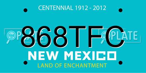 868TFC New Mexico License Plate