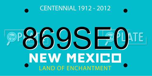 869SE0 New Mexico License Plate