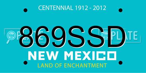 869SSD New Mexico License Plate