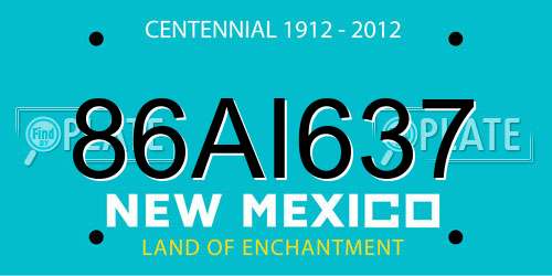 86AI637 New Mexico License Plate
