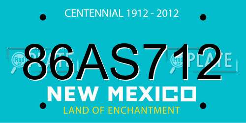 86AS712 New Mexico License Plate