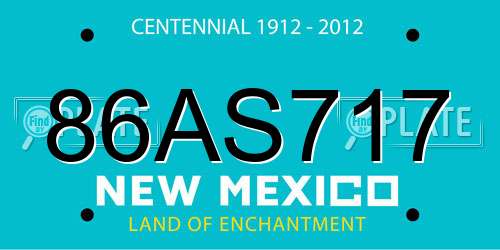 86AS717 New Mexico License Plate