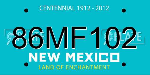 86MF102 New Mexico License Plate