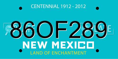 86OF289 New Mexico License Plate