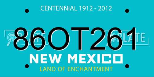 86OT261 New Mexico License Plate