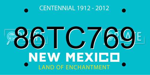 86TC769 New Mexico License Plate