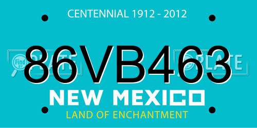 86VB463 New Mexico License Plate
