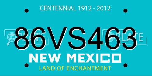 86VS463 New Mexico License Plate