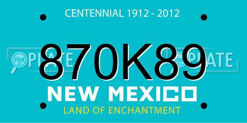 870K89 New Mexico License Plate