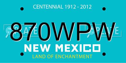 870WPW New Mexico License Plate