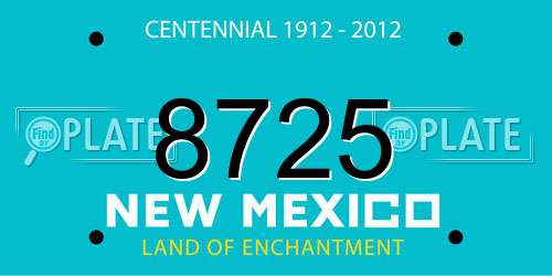 8725 New Mexico License Plate