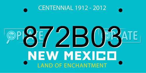 872B03 New Mexico License Plate