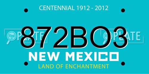 872BO3 New Mexico License Plate