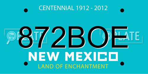 872BOE New Mexico License Plate