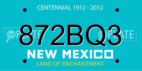 872BQ3 New Mexico License Plate