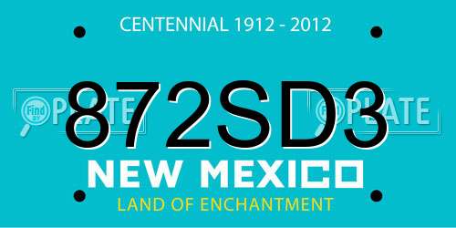 872SD3 New Mexico License Plate
